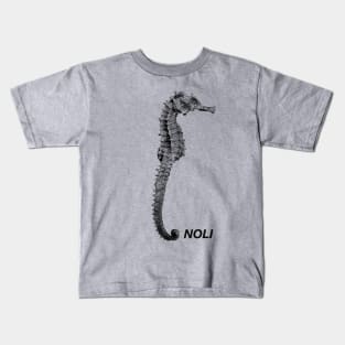 Minimalist Black and White Seahorse Print Kids T-Shirt